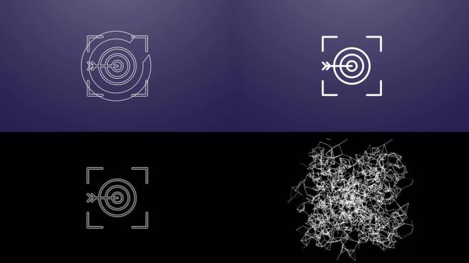 成功目标图标的4k动画。粒子在合成和爆炸中赋予符号动画。两个背景版本: 全彩和透明隔离阿尔法通道。