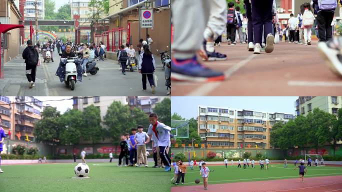 小学生早上上学、课间活动