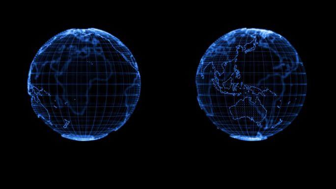 3D发光粒子经纬线地球 循环 带透明通道