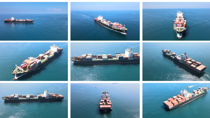 【4K】航拍轮船 集装箱货轮 海上航行