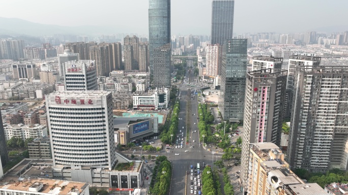 航拍昆明北京路大景空镜