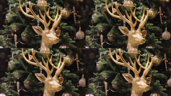 金像圣诞树装饰中的大鹿。室内诺埃尔设计
