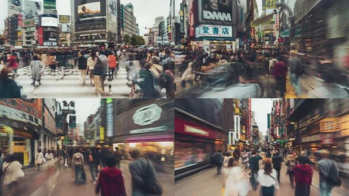 日本东京涩谷最繁忙的人行横道过度