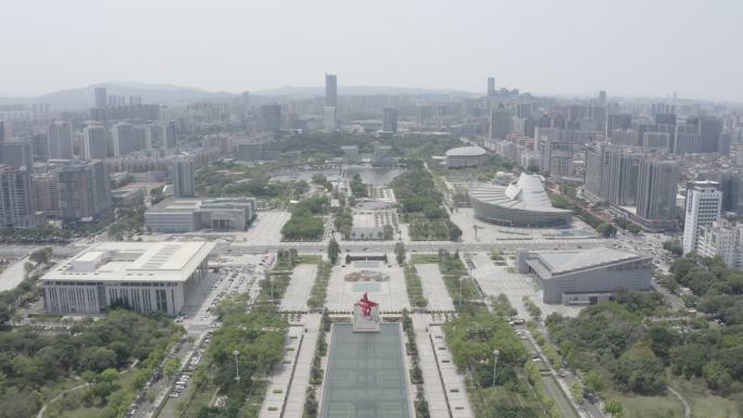 广东省东莞市中心广场六大馆东莞地标航拍