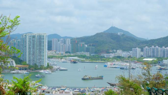 阴天多云游艇码头 繁忙的港湾