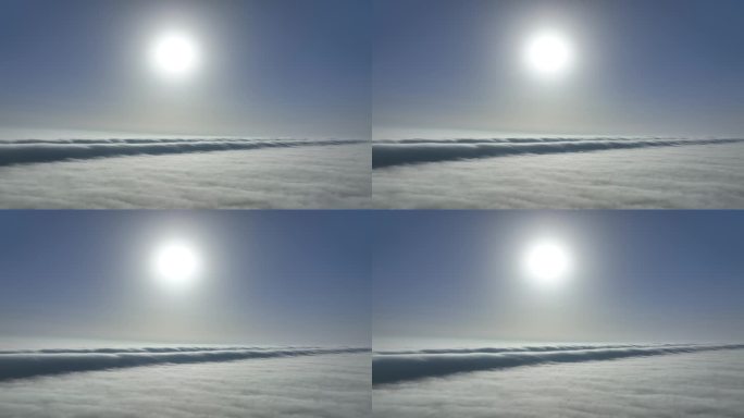航拍威海西海岸上空的平流雾云瀑