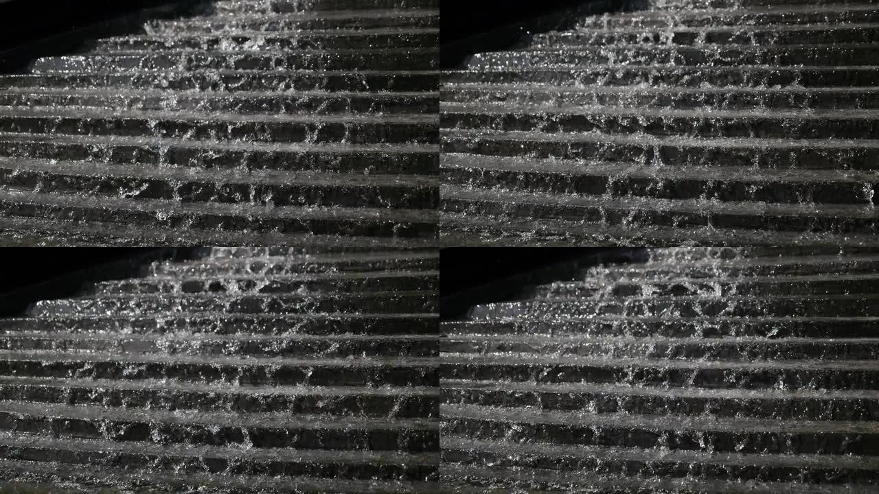 喷泉楼梯上的干净水