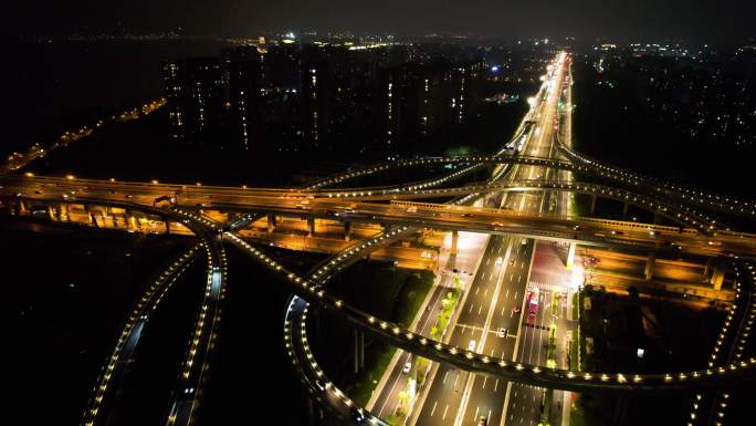 城市立交桥车辆车流夜景视频素材66