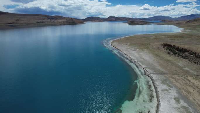 羊湖湖岸线航拍