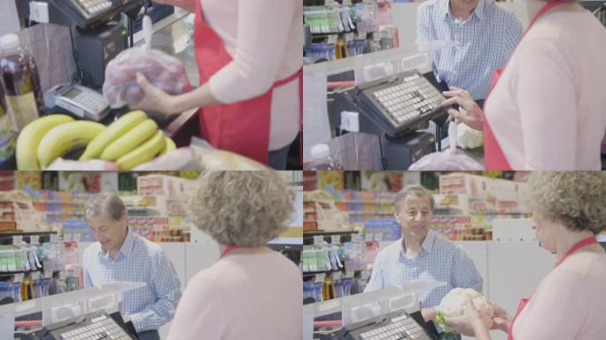 阿根廷高级男子在超市退房