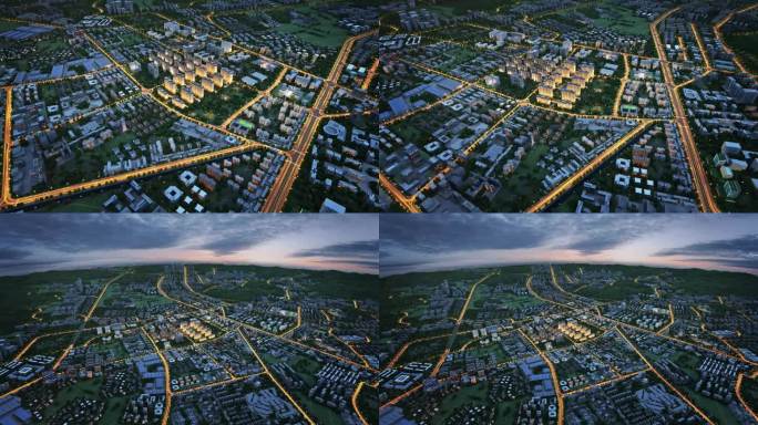 航拍城市地产项目周边动画