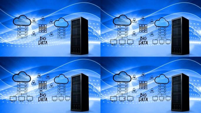 云存储和服务器塔图示