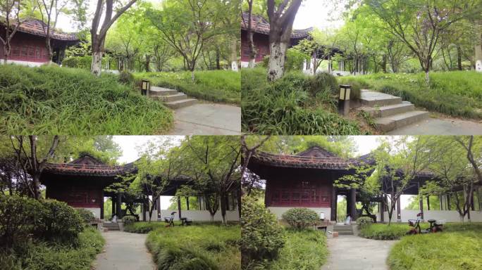 公园的中式古代园林庭院