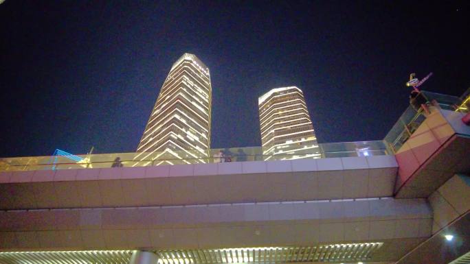 上海市浦东新区陆家嘴环球金融中心夜景视频