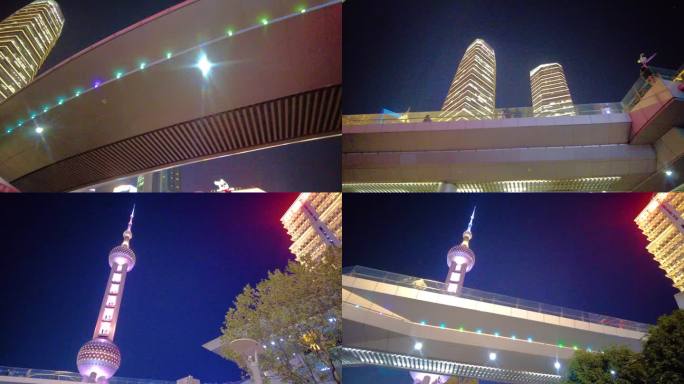 上海市浦东新区陆家嘴环球金融中心夜景视频