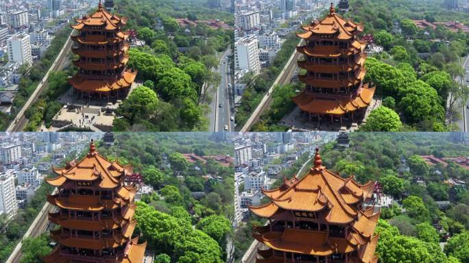 航拍武汉黄鹤楼景区