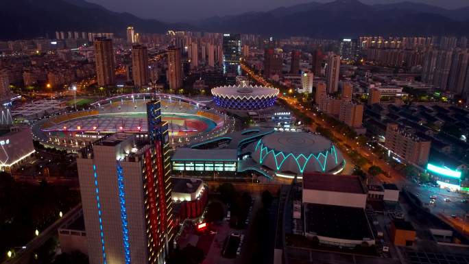 丽水市 处州公园夜景 丽水大剧院