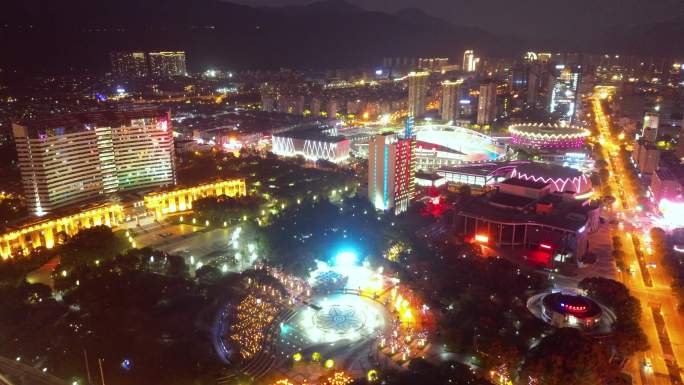 丽水市 处州公园夜景 丽水大剧院