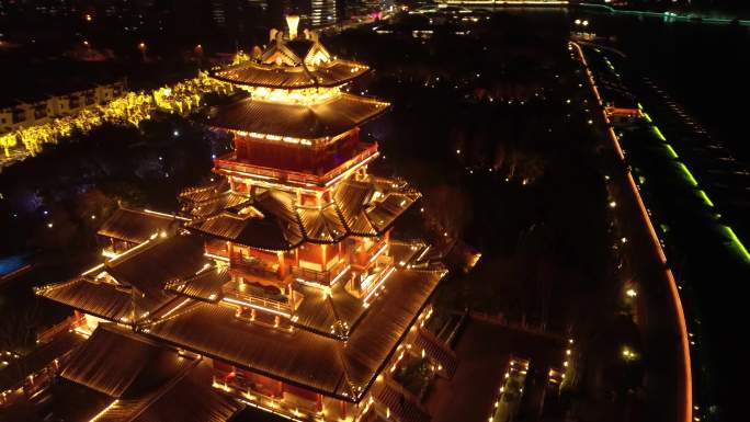 丽水市 应星楼 夜景 处州府城 莲都江滨