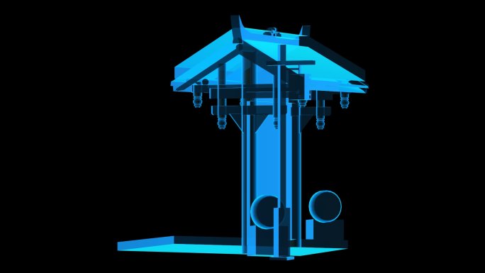 中式牌楼全息蓝色科技通道素材