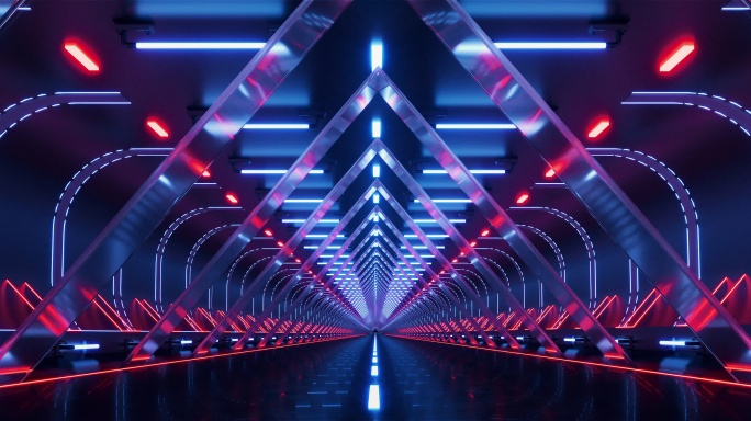 科幻科技霓虹隧道穿梭