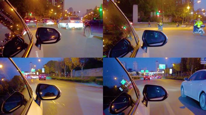夜晚汽车在马路上行驶夜景视频素材4
