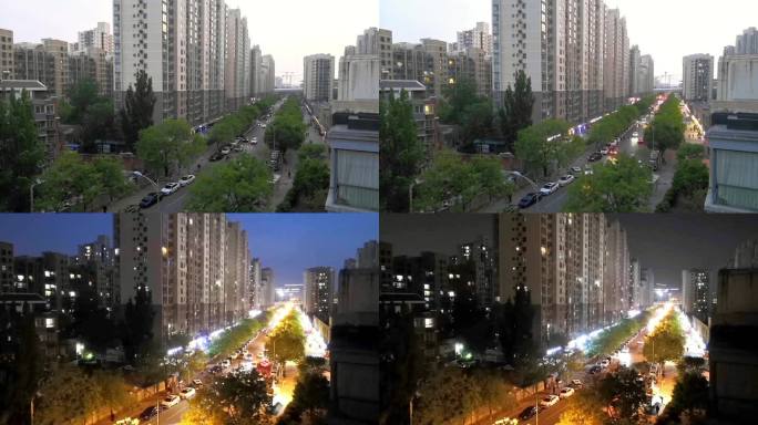 日转夜延时摄影 生活小区 北京地标建筑