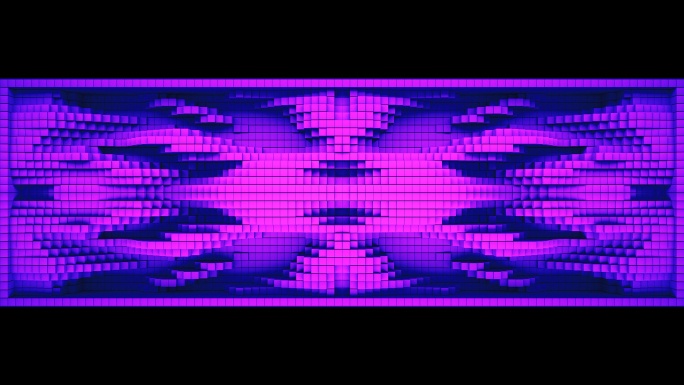 【裸眼3D】赛博朋克矩阵方块蓝紫艺术空间