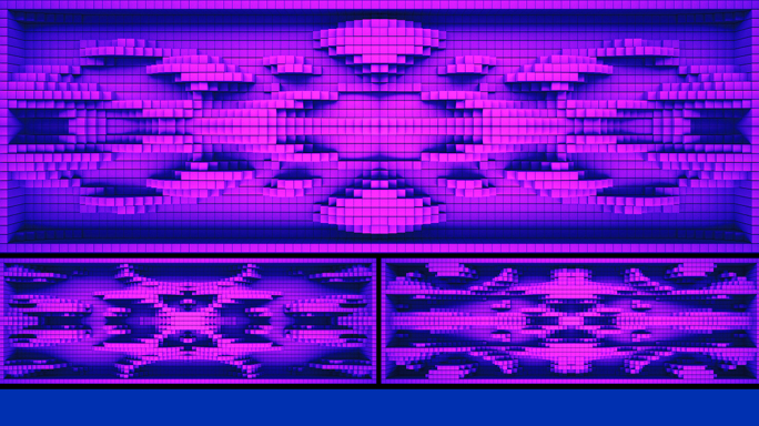 【裸眼3D】赛博朋克矩阵方块蓝紫艺术空间