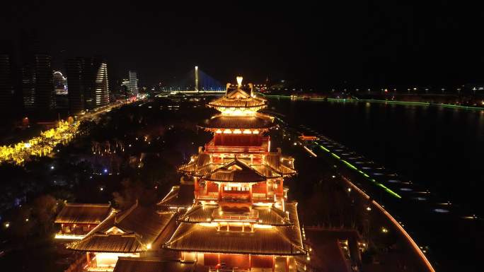 丽水市 应星楼 夜景 处州府城 莲都江滨