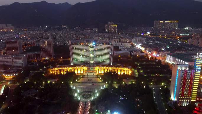 丽水市 处州公园夜景 丽水大剧院