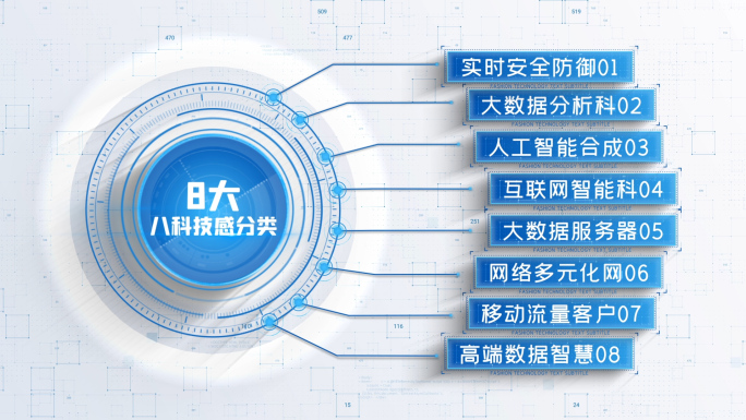 8大白色科技感分类展示介绍连线分布A模板