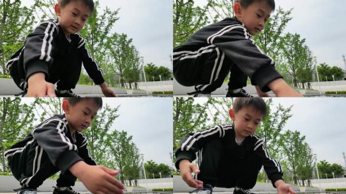 天真烂漫的儿童湖边玩耍