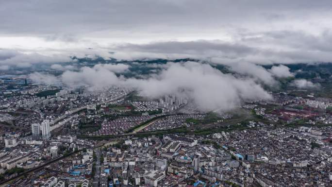 4K绩溪雨后云雾延时航拍