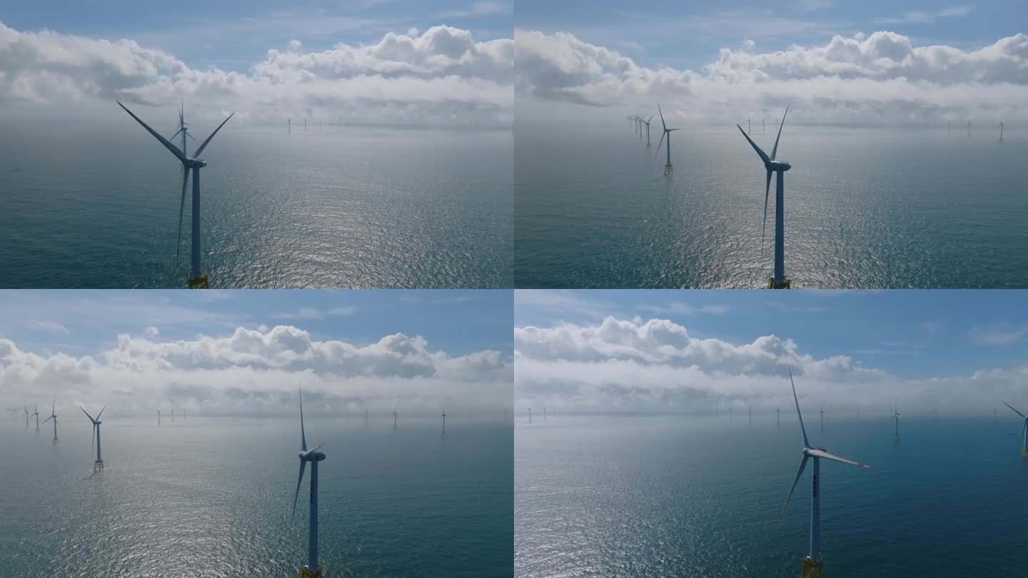 航拍海上风电场 电力