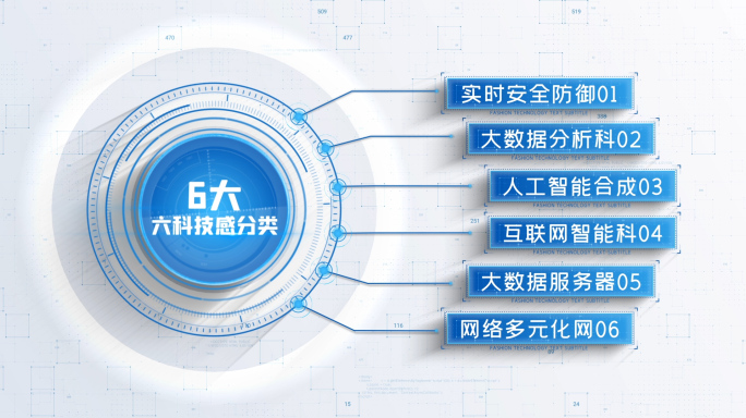 6大白色科技感分类展示介绍连线分布A模板