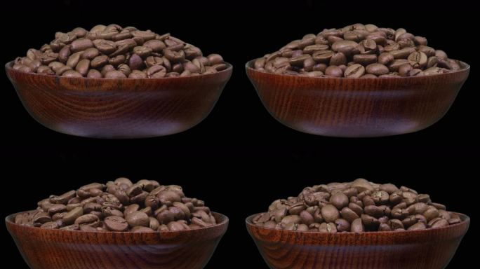 4K一碟咖啡豆旋转视频素材透明背景带通道