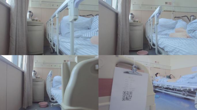 住院部医院病床病人特写视频素材