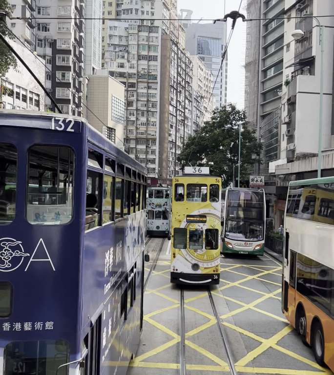香港叮叮车白天二层视角