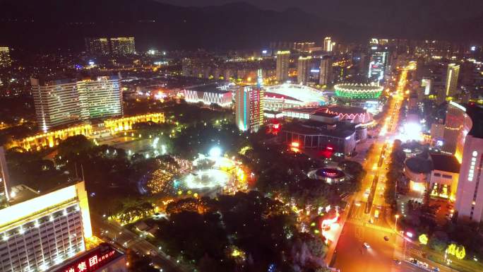 丽水市 处州公园夜景 丽水大剧院