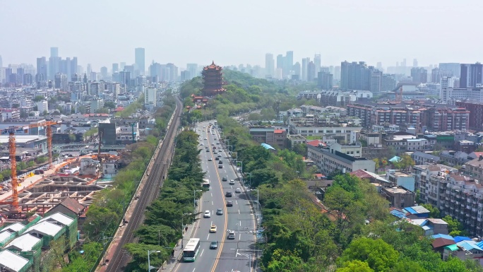 航拍武汉黄鹤楼景区