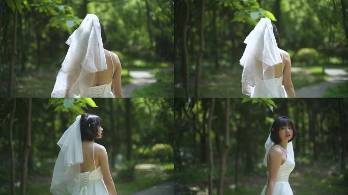白色婚纱 圣洁 外景新娘子 优雅自信