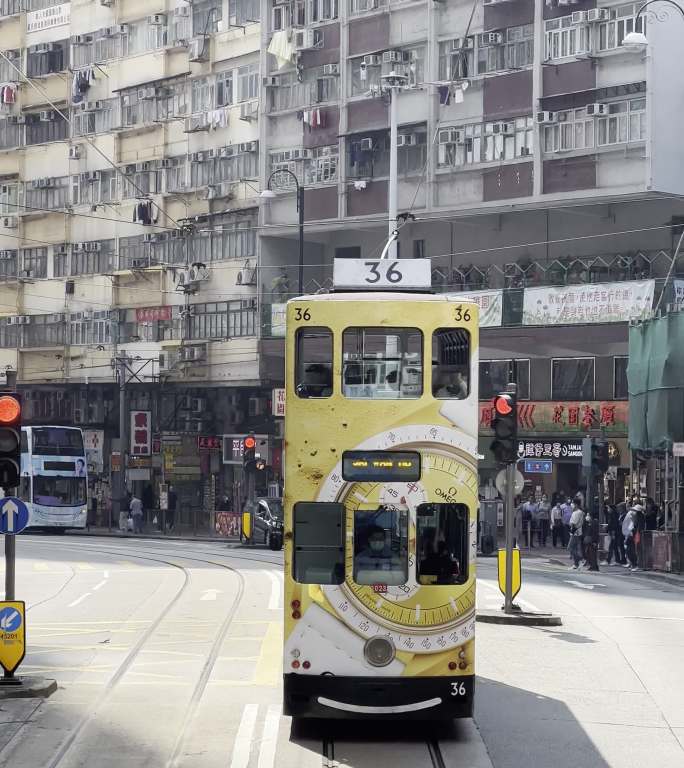 香港叮叮车白天二层视角