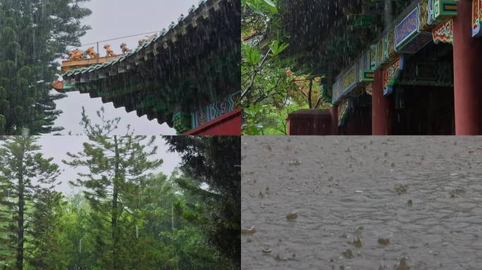 中式建筑屋檐雨滴雨天雨季雨水