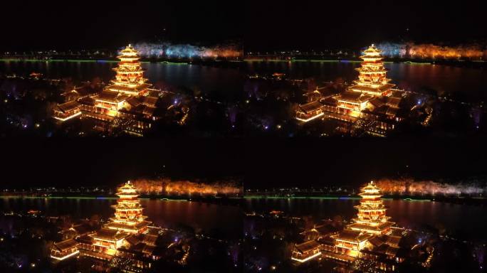 丽水市 应星楼 夜景 处州府城 莲都江滨