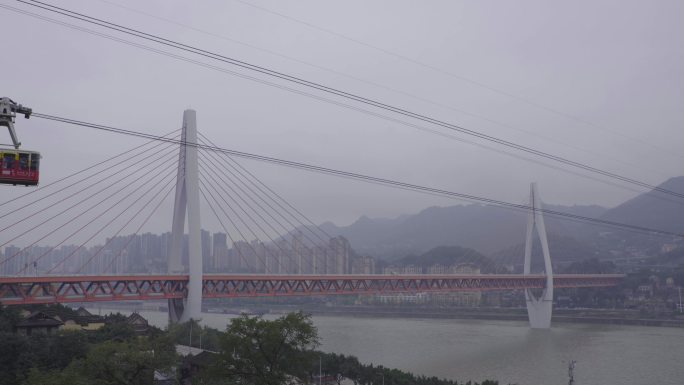 重庆长江索道缆车 高架桥