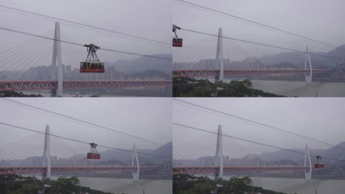 重庆长江索道缆车 高架桥