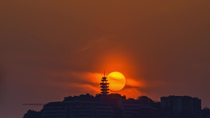 重庆城市风光两江亭日出