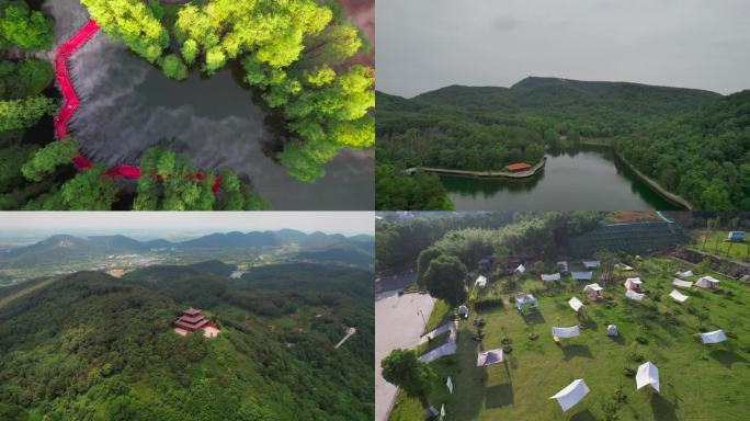 4K 蔡甸九真山风景区 湖泊 树林 云雾