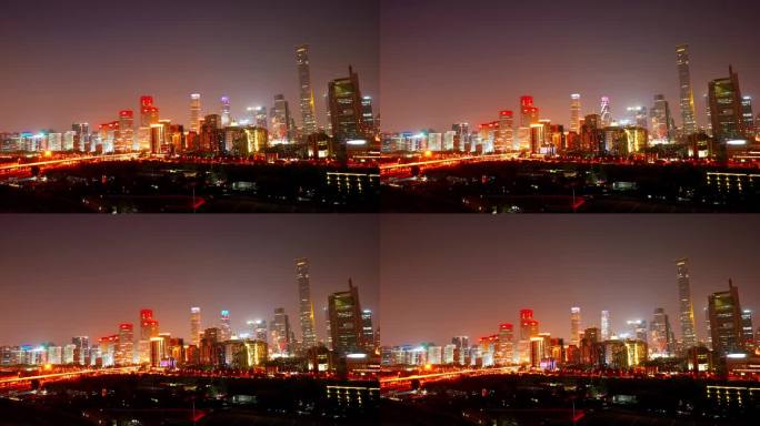 北京CBD夜景 三环路车流